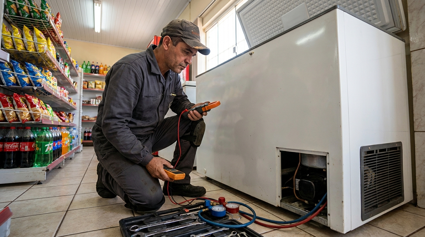 Reparo na placa eletrônica do freezer em Santos‑SP